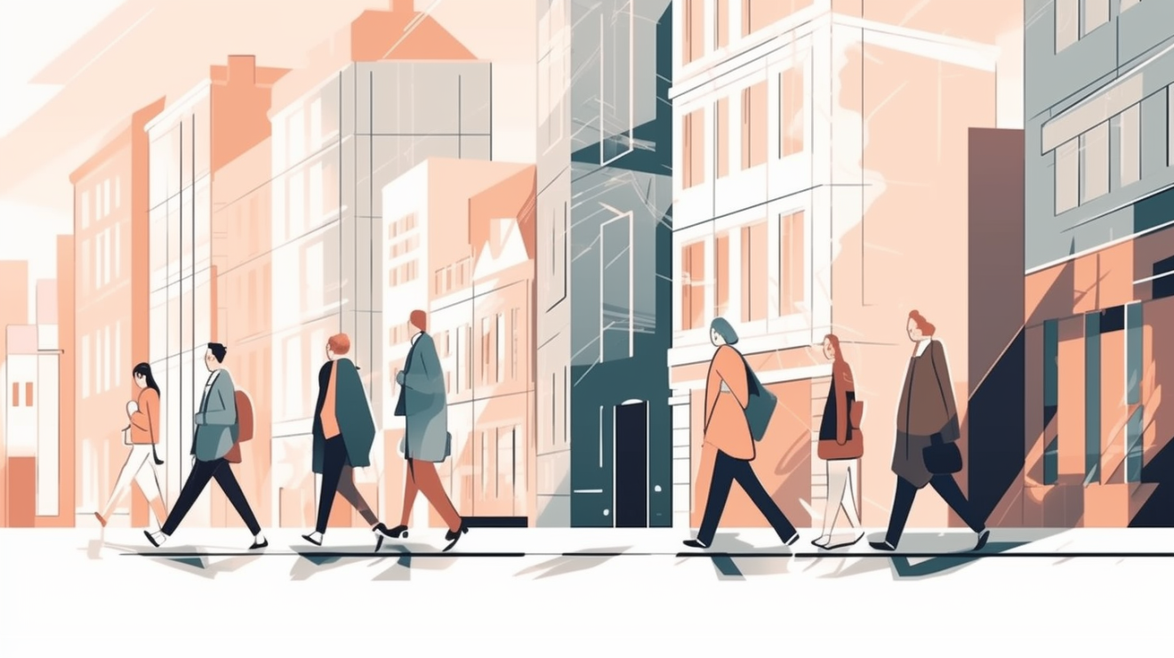 People walking in the street (c) Nos Alpes IA