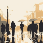 people with umbrellas (c) Nos Alpes IA