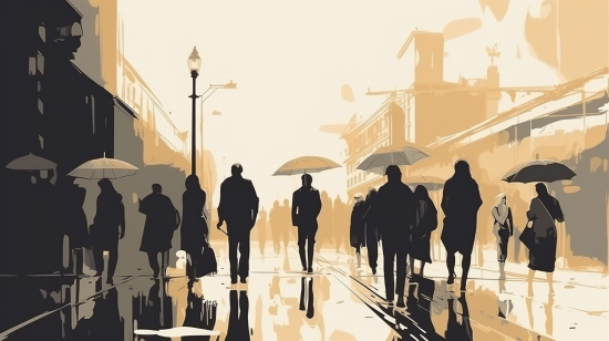 people with umbrellas (c) Nos Alpes IA